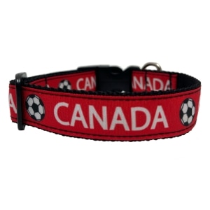 Canadian Soccer Red & White Dog Collar
