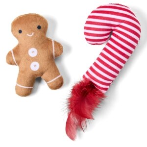 Holiday Candy Cane & Gingerbread Man Cat Toy