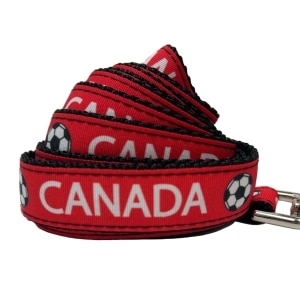 Canadian Soccer 1in Red & White Dog Leash