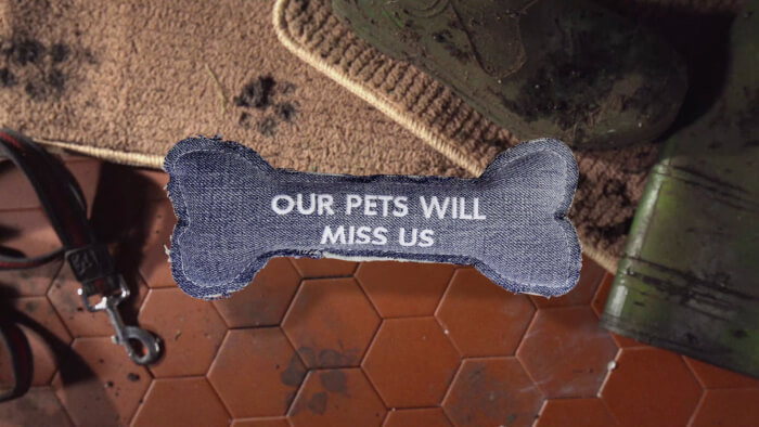 Part-of-me Pillow with stitched text “Our pets will miss us”